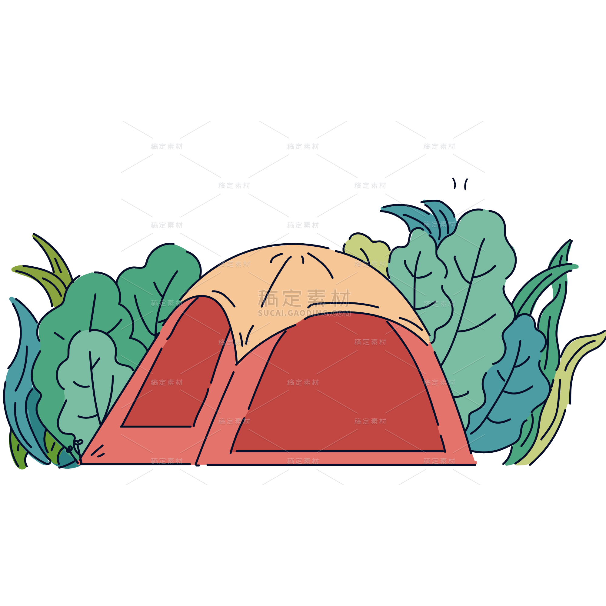 高质量人物插画-帐篷