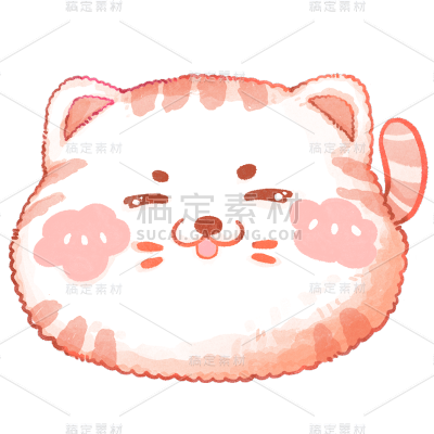 手绘-可爱毛绒动物元素贴纸-猫2