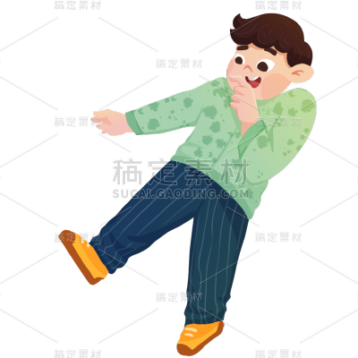 手绘肌理-人物插画贴纸-男孩1