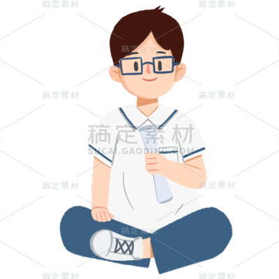 手绘风-毕业典礼贴纸-男孩