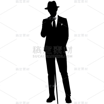 绅士剪影人物插画贴纸9