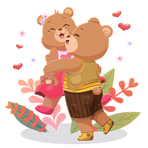 情侣小熊拥抱情人节可爱元素