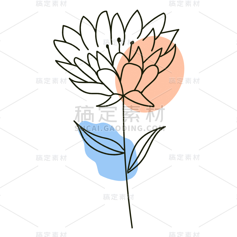 手绘-简笔画花卉植物元素-SVG4