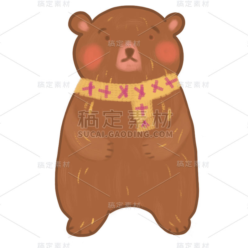 手绘-秋天元素-熊