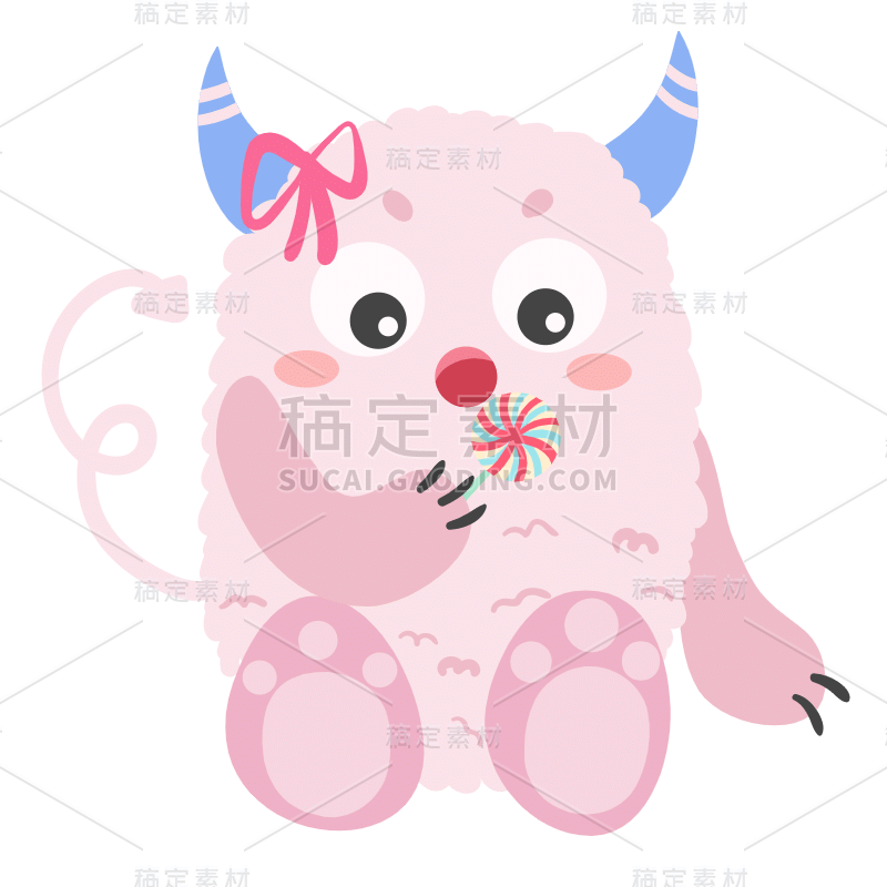 SVG-扁平可爱小怪兽贴纸