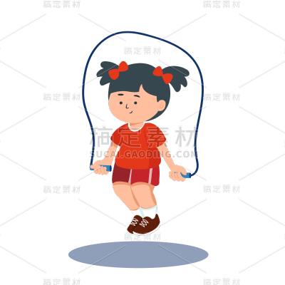 手绘-健身人物贴纸套系-跳绳