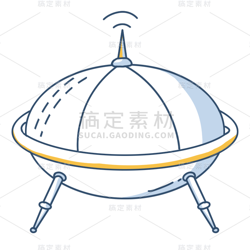 双色简笔画风-宇宙元素-飞行器