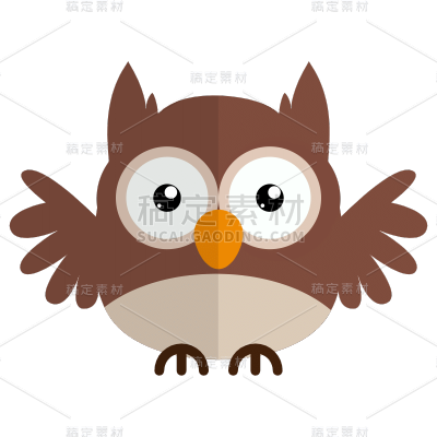 扁平-动物元素贴纸-SVG-猫头鹰