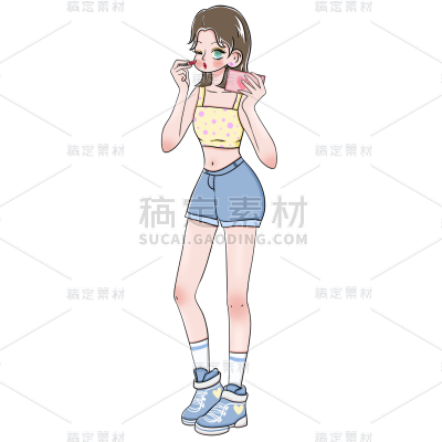 手绘-护肤美妆少女人物插画贴纸10