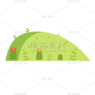 矢量风-扁平风植物元素-草坪