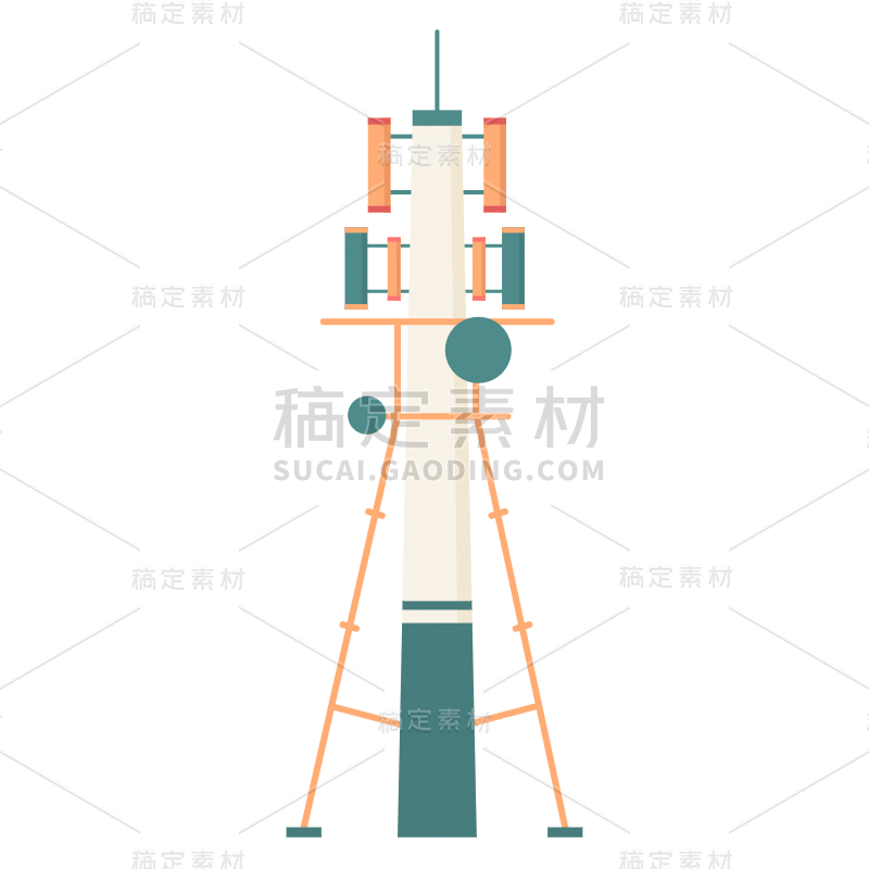 扁平风5G信号塔科技元素贴纸8