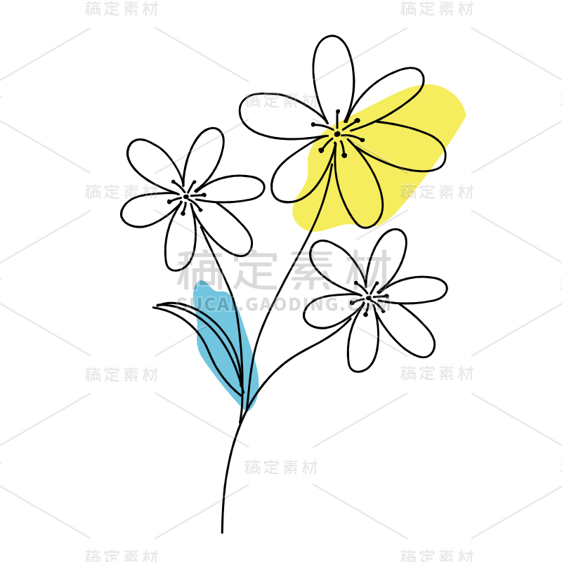 手绘-简笔画花卉植物元素-SVG8