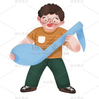 手绘-音符儿童人物插画贴纸6