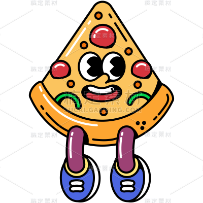 卡通拟人披萨美食元素