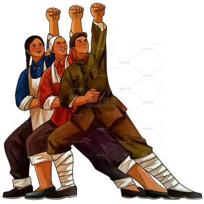 手绘肌理-无产阶级工农兵人物插画4