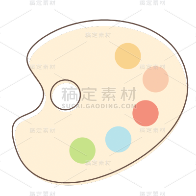 手绘-矢量学习用品贴纸-调色盘