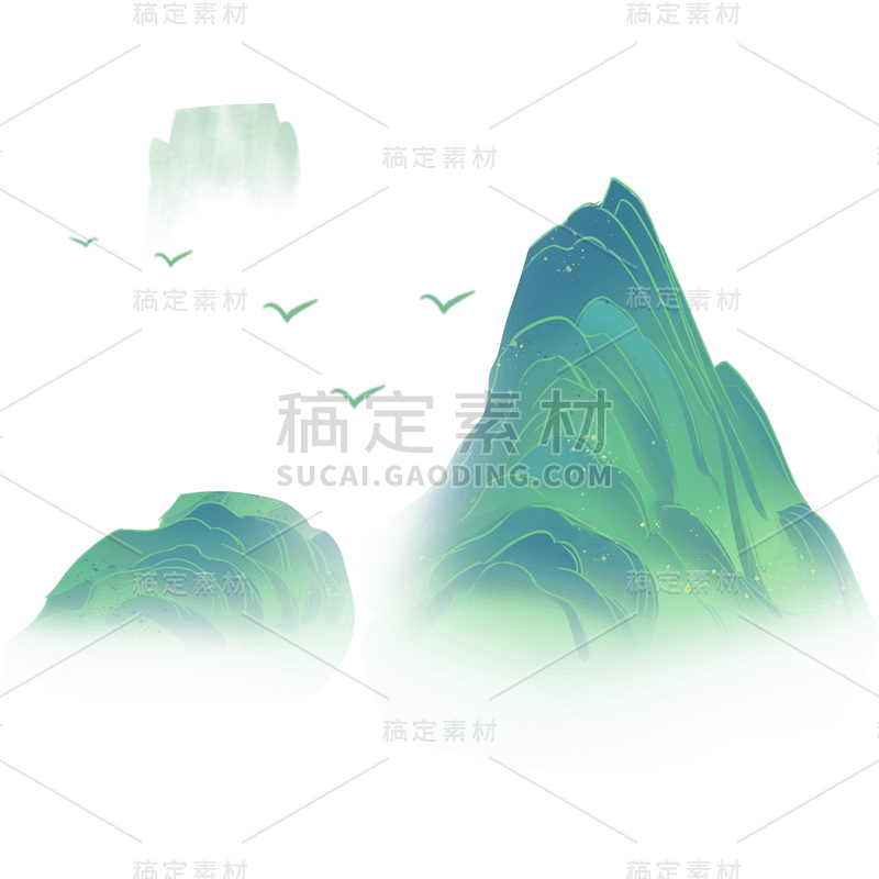 中国风-风景插画-青山