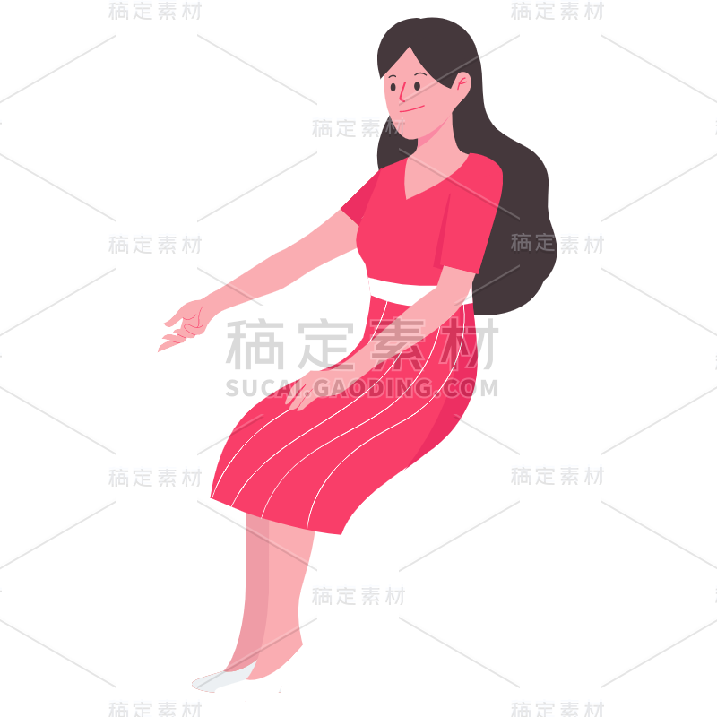 扁平-女性人物插画-SVG5