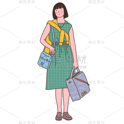 手绘风-人物插画-女孩