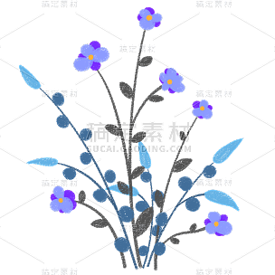 手绘-文艺清新花卉植物元素贴纸7