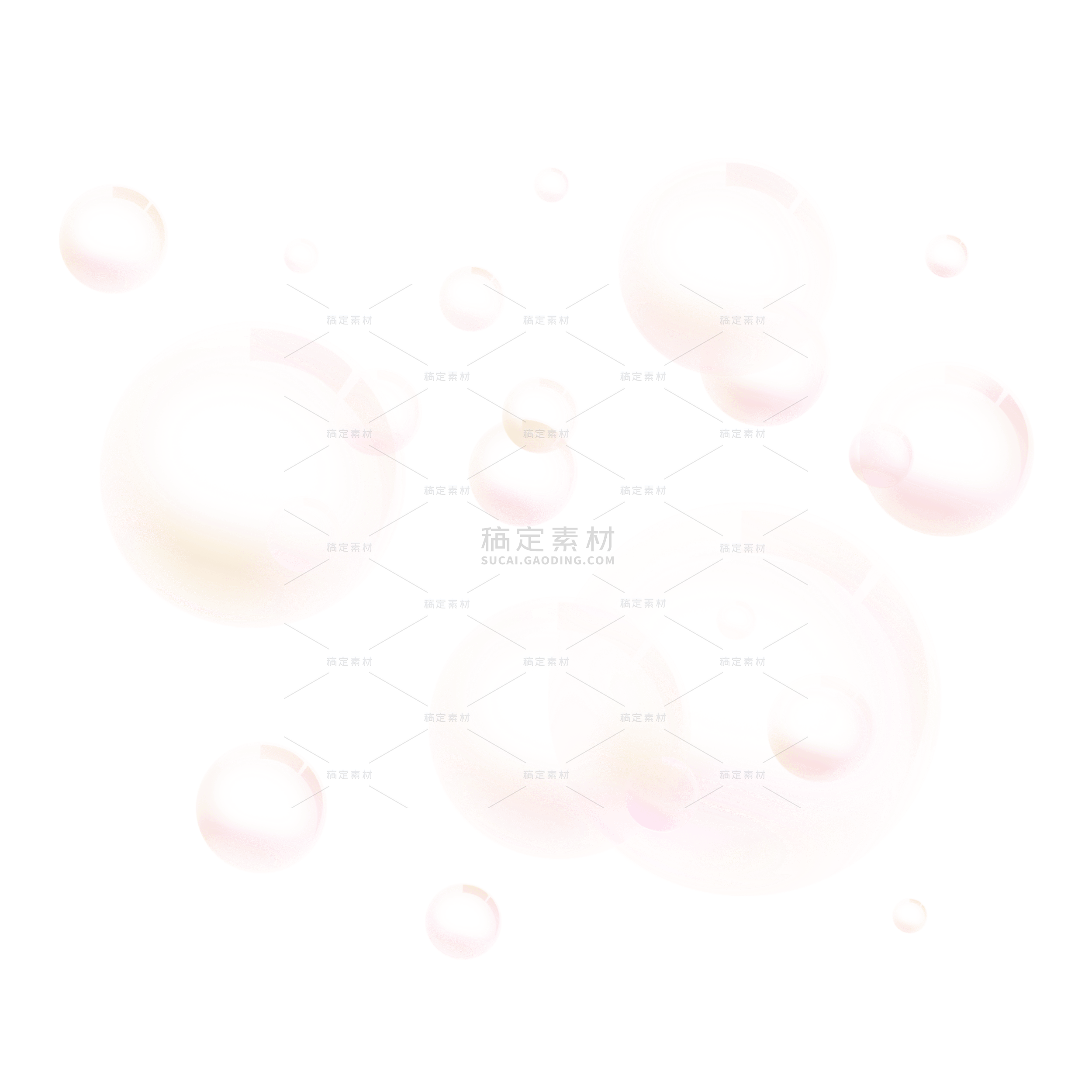 手绘圆形透明彩色气泡元素