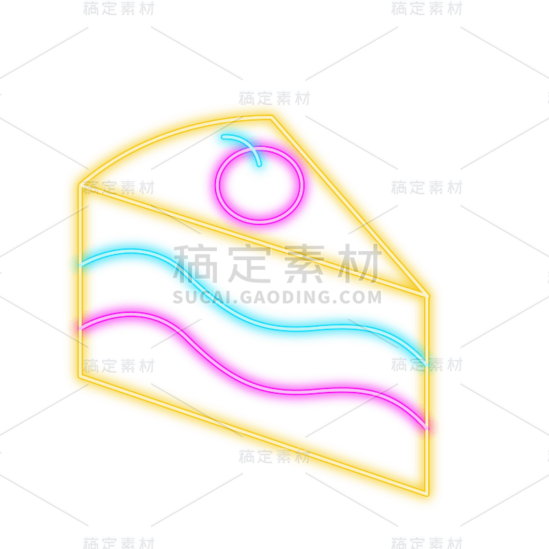 霓虹灯-生日图标元素-蛋糕