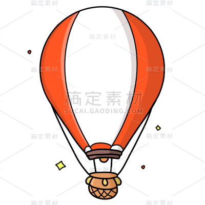 手绘-交通工具贴纸-热气球