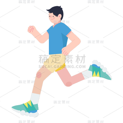 手绘肌理-户外运动元素贴纸-跑步