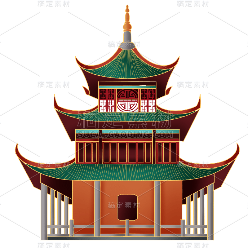 中国风-国潮特色建筑插画3