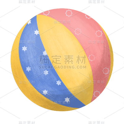 手绘-沙滩元素贴纸-排球