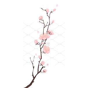 手绘水彩梅花花卉植物元素5