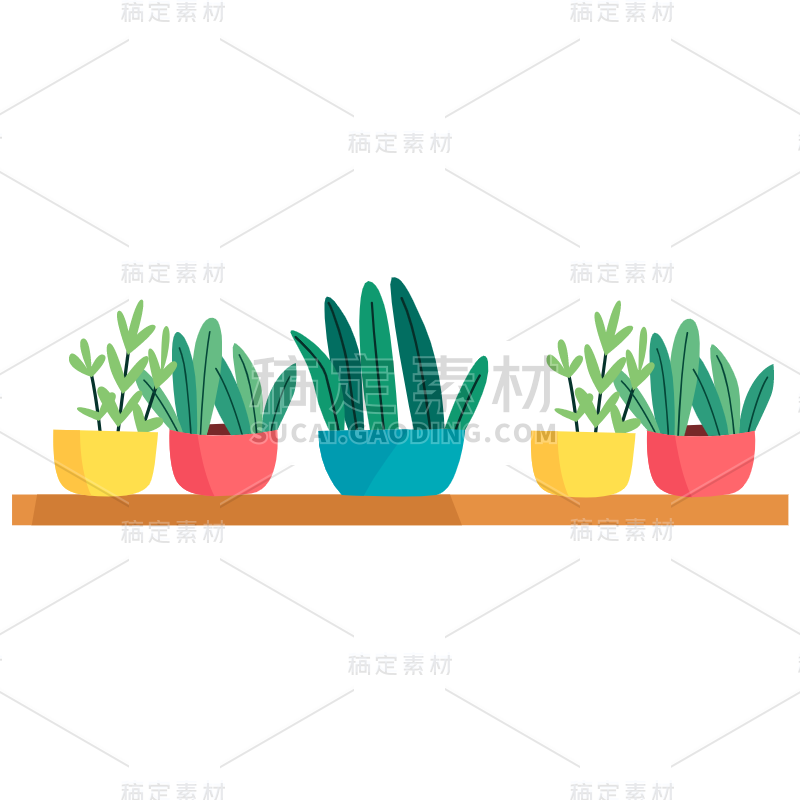 插画-生活清洁主题贴纸-花盆_画板 1.svg