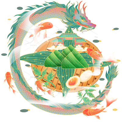 手绘-端午节金边中国风大尺寸贴纸2