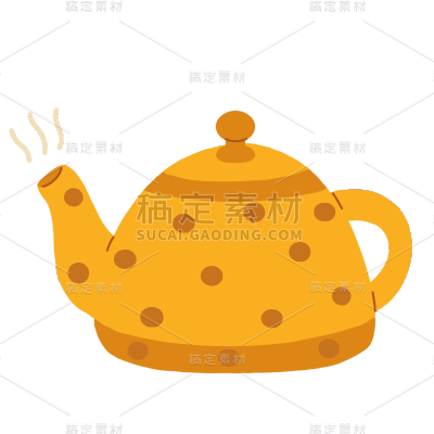 手绘-情侣烹饪美食贴纸-茶壶