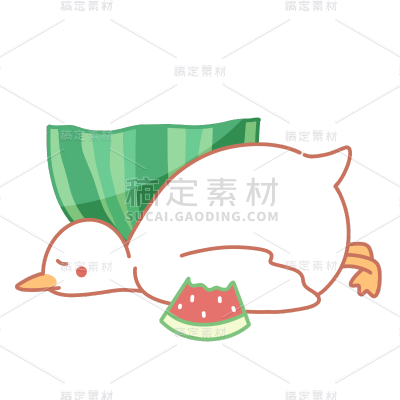 手绘-可爱动物元素贴纸-鸭子2