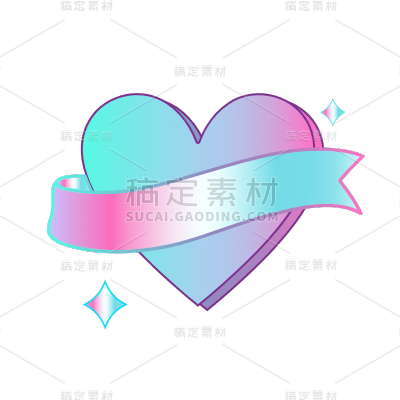 手绘-镭射潮酷主题-心形