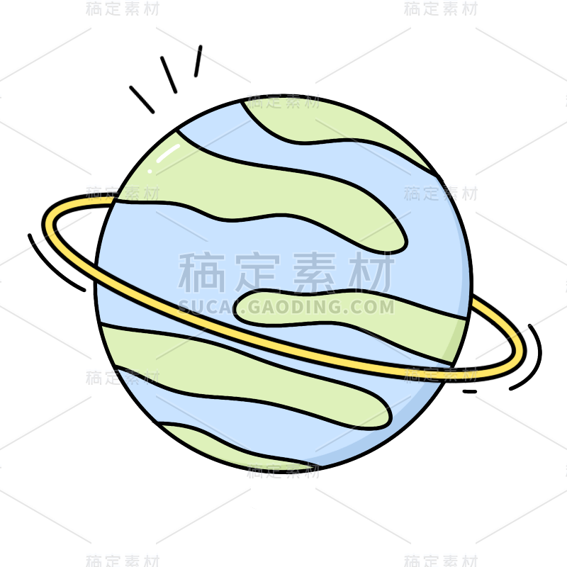 手绘-外星人可爱贴纸-地球