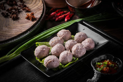 美食系列实景火锅食材牛肉丸