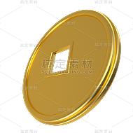 C4D金色古钱币元素常规贴纸