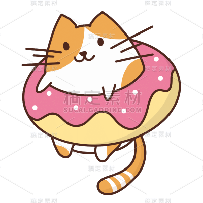 手绘-简笔画动物元素贴纸-猫