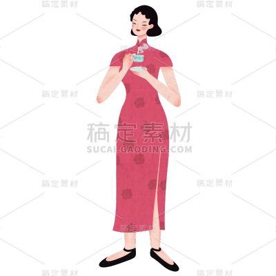 中国风-人物插画-民国女性