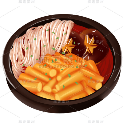 手绘-美食元素贴纸-年糕