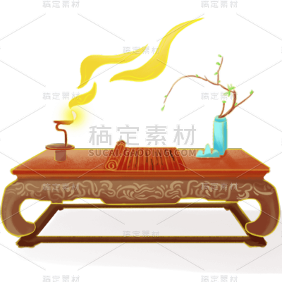 中国风插画-桌子