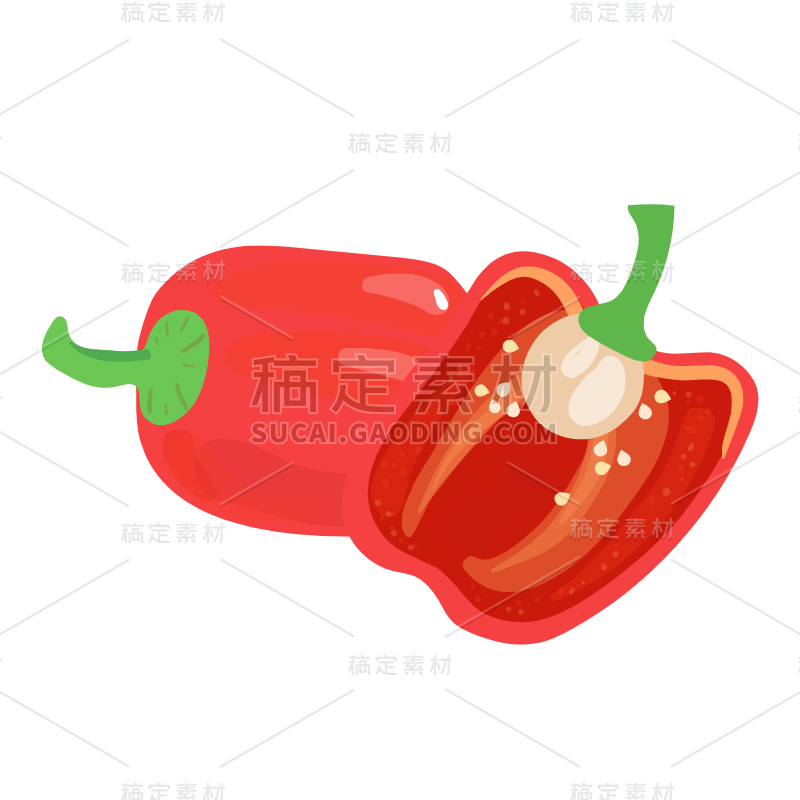 矢量-蔬菜美食元素贴纸-SVG-辣椒