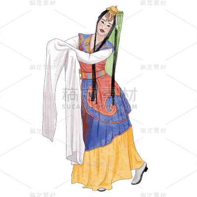 水彩手绘少数民族元素贴纸7