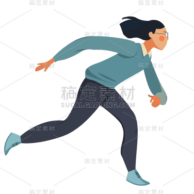 手绘-卡通跑步人物贴纸-SVG7