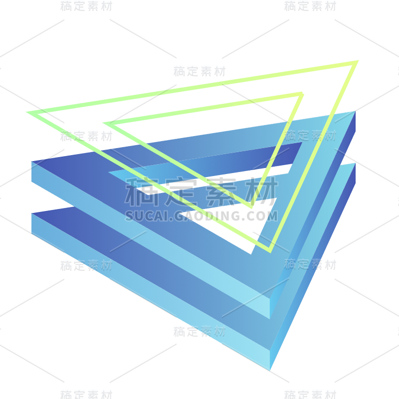 手绘-渐变立体几何贴纸-SVG-