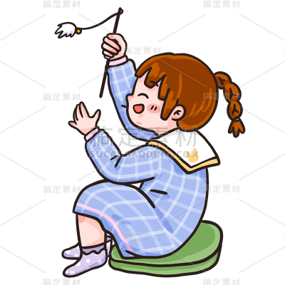 手绘-描边人物插画-女生4