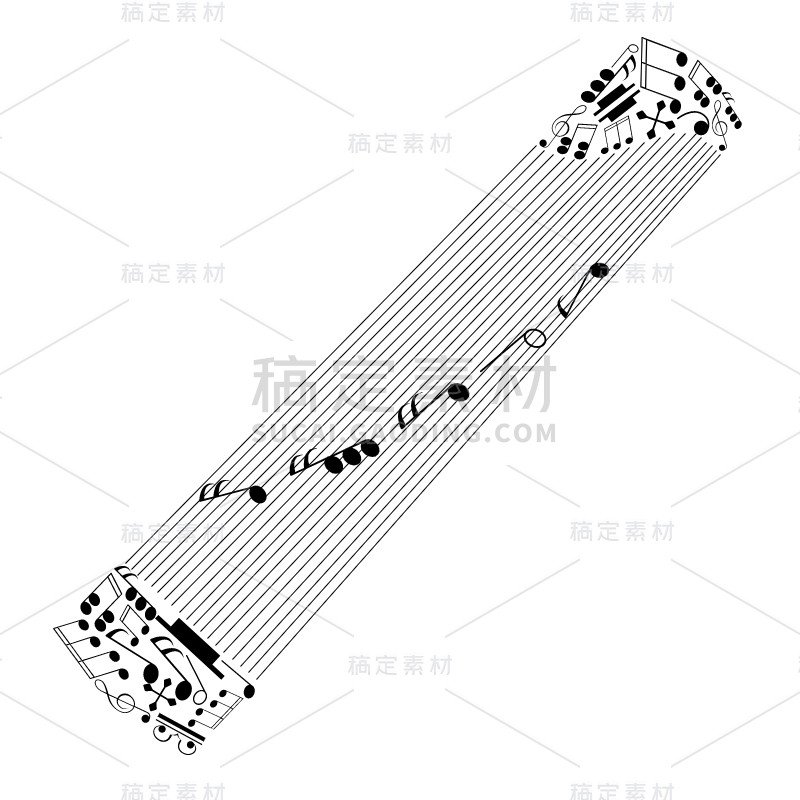 音符元素乐器贴纸-SVG-古筝