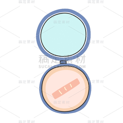 手绘-美妆元素贴纸SVG-粉饼